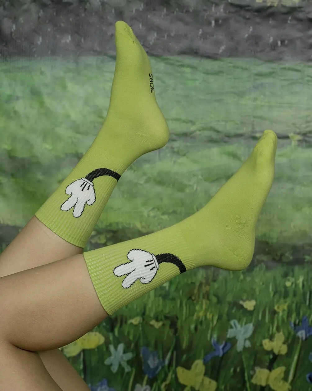 Green Peaceful Mouse Neck Socks
