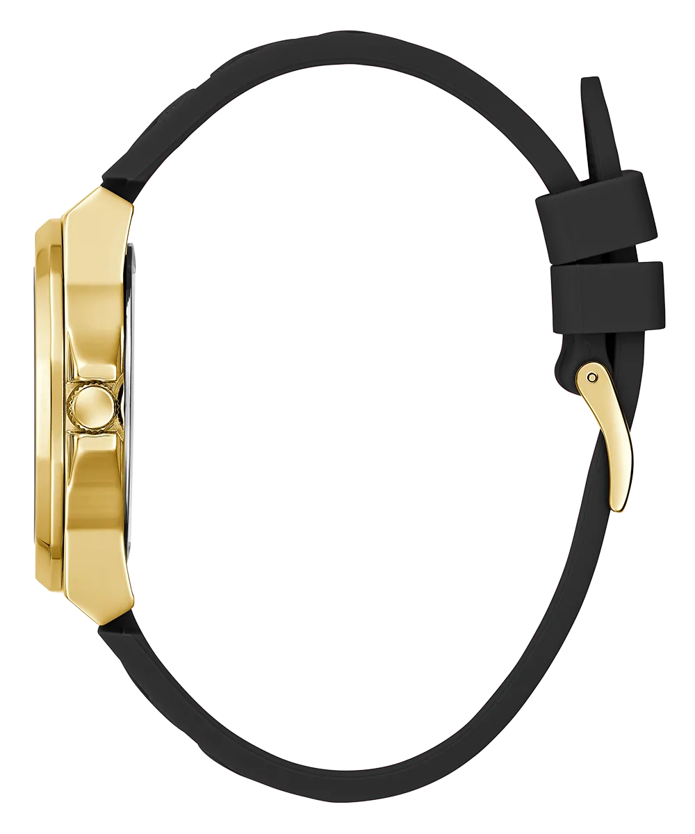 GUESS Ladies Black Gold Tone Analog Watch