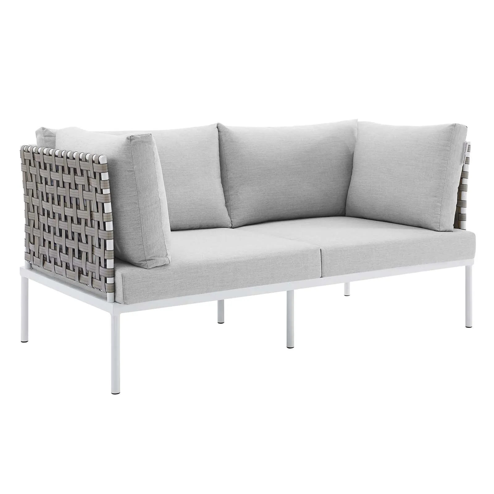 Harmony 4-Piece  Sunbrella® Basket Weave Outdoor Patio Aluminum Seating Set