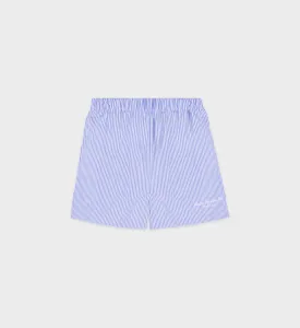 Hotel du Cap Cursive Poplin Short - Blue Striped