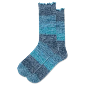 HOTSOX Women's Ombre Lettuce Edge Chenille Crew Sock