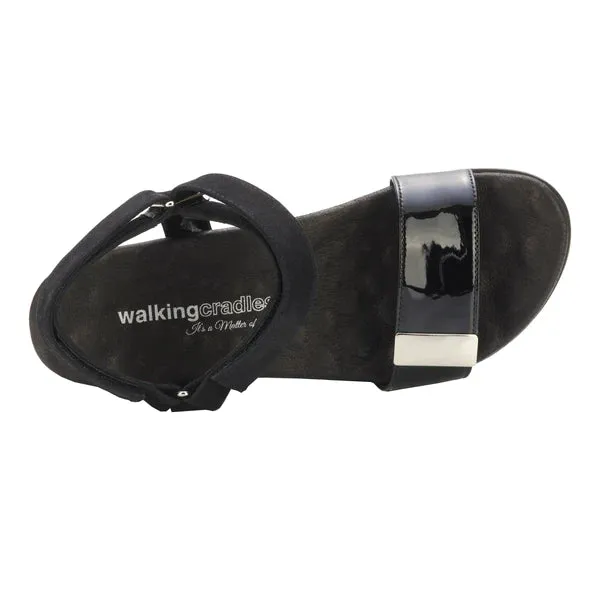 Hustle Sandal: Black Patent Leather/Black Nubuck I Stacy Adams