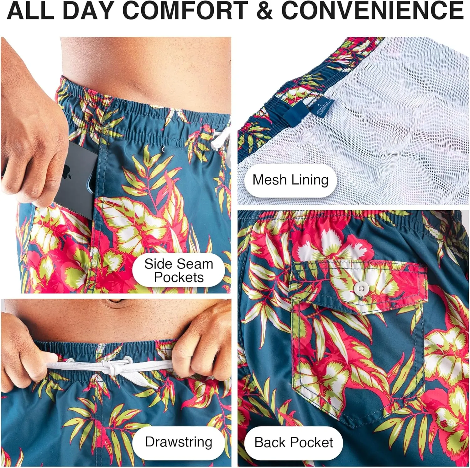 Kanu Surf Men's Monaco Swim Trunks (Regular & Extended Sizes)
