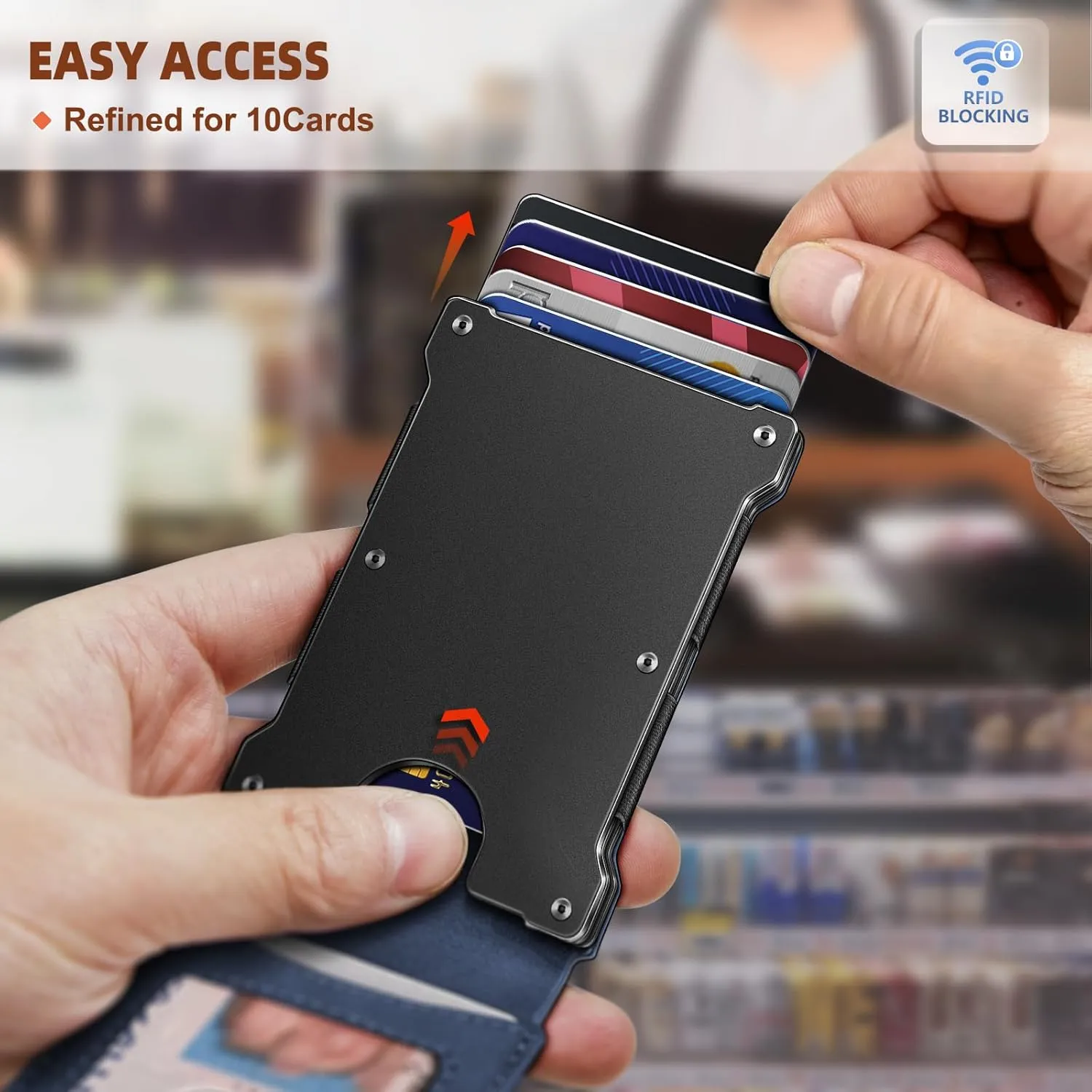 KEMISANT Men Wallet- Slim Wallet Money Clip For Gift Men in Front Pocket 12Cards-Metal Case with Magnetic Flip