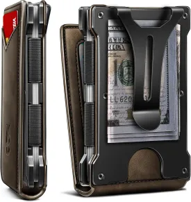 KEMISANT Men Wallet- Slim Wallet Money Clip For Gift Men in Front Pocket 12Cards-Metal Case with Magnetic Flip