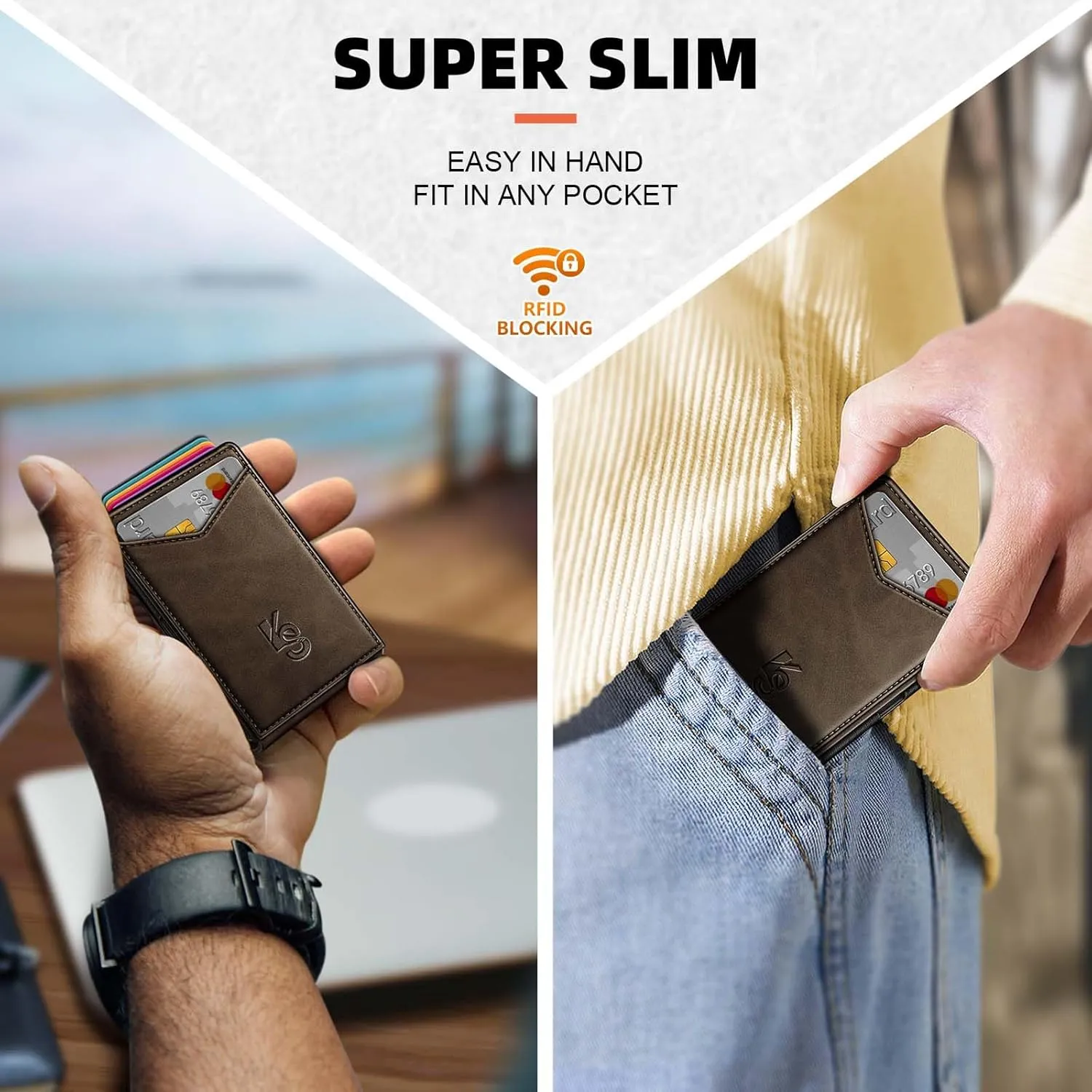 KEMISANT Men Wallet- Slim Wallet Money Clip For Gift Men in Front Pocket 12Cards-Metal Case with Magnetic Flip