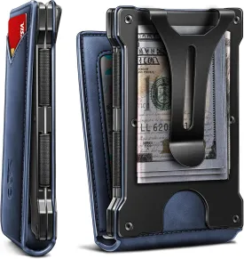 KEMISANT Men Wallet- Slim Wallet Money Clip For Gift Men in Front Pocket 12Cards-Metal Case with Magnetic Flip