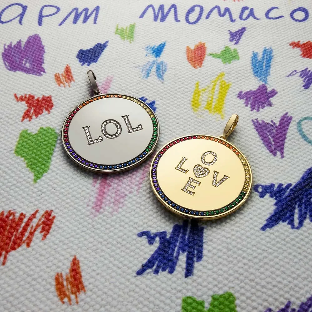 Large LOVE Rainbow Medal (Clippable) -  Yellow Silver