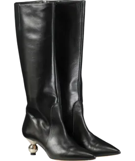 Max Mara Weekend Black Smooth Leather Boots UK 3 EU 36 👠