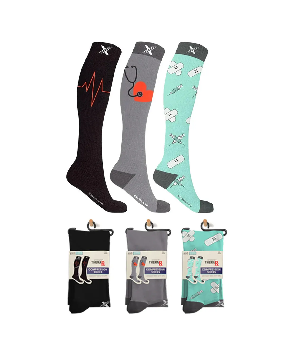 Medical Theme Knee-High Compression Socks -- Large/X-Large