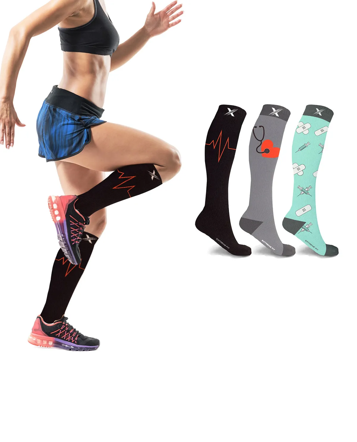 Medical Theme Knee-High Compression Socks -- Large/X-Large