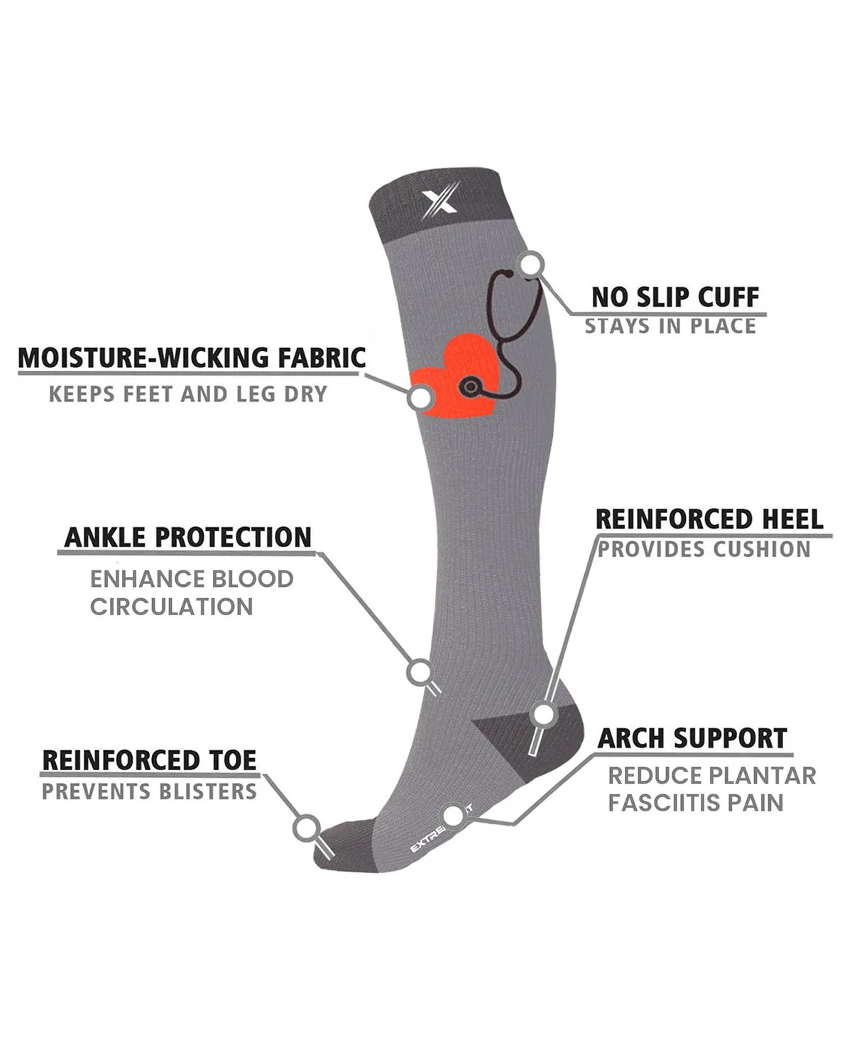 Medical Theme Knee-High Compression Socks -- Large/X-Large