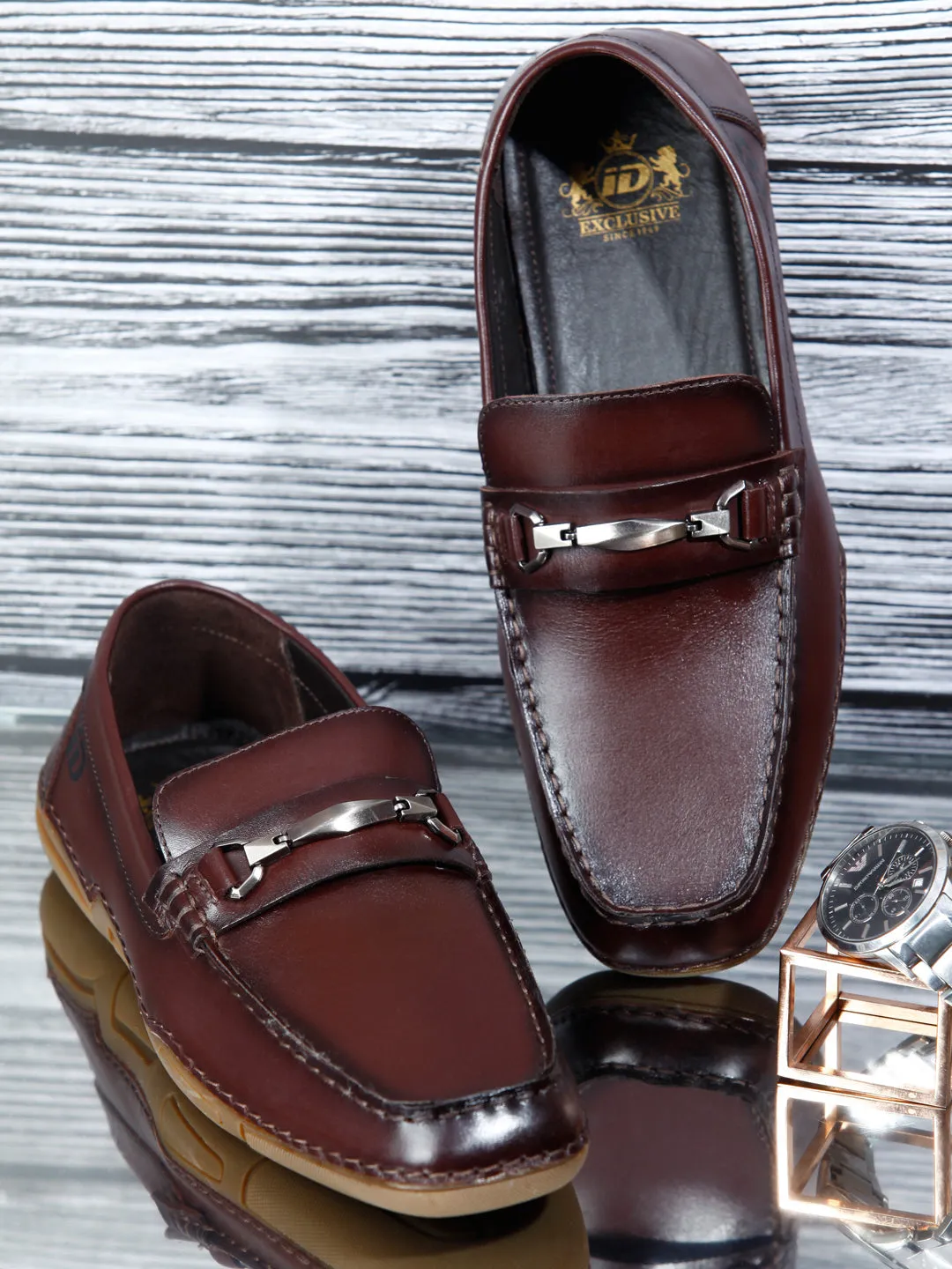 Men's Wine Metal Trim Formal Slip On (ID2144)