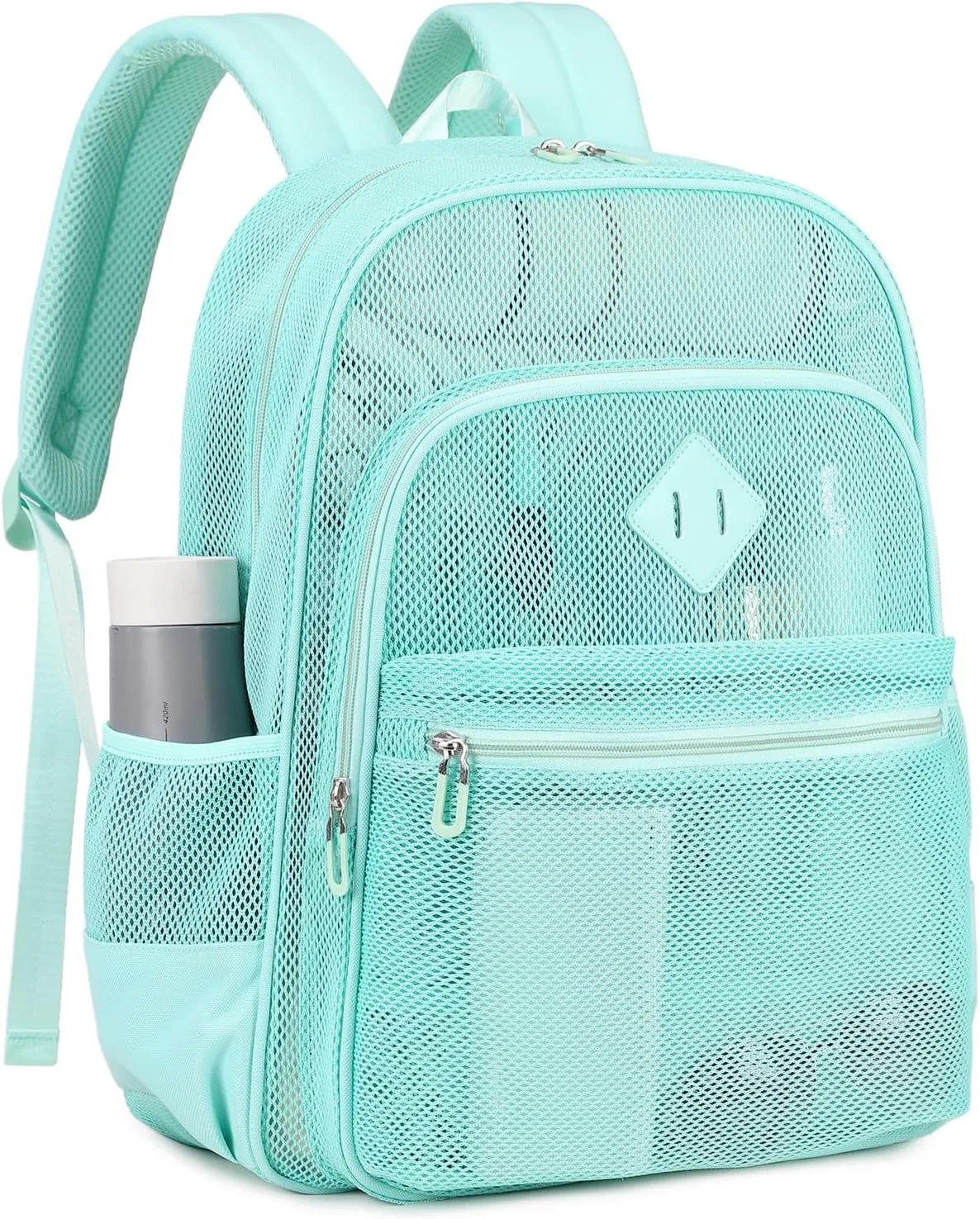 MOONBABY Mesh Backpack Heavy Duty, See Through School Backpack Transparent Bookbag for Swimming, Beach, Sports, Work, Travel