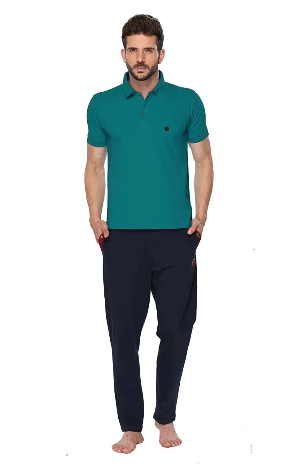 ONN Men's Cotton Polo T-Shirt (Pack of 2) in Solid Coffee-Peacock Blue colours