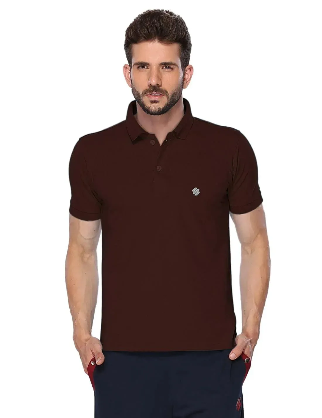 ONN Men's Cotton Polo T-Shirt (Pack of 2) in Solid Coffee-Peacock Blue colours