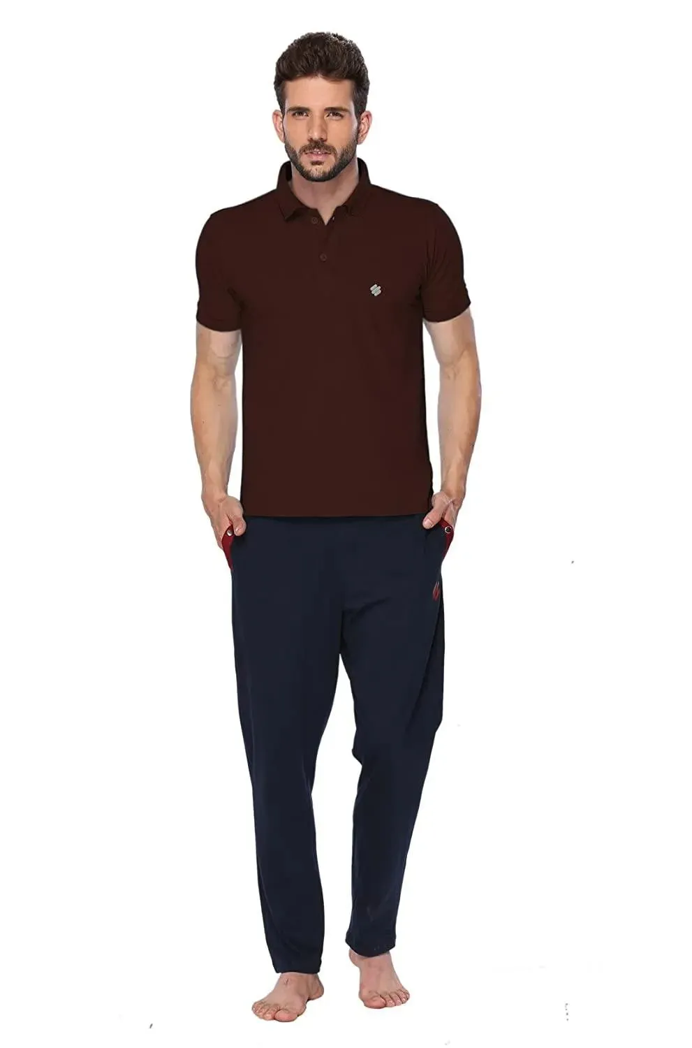 ONN Men's Cotton Polo T-Shirt (Pack of 2) in Solid Coffee-Peacock Blue colours