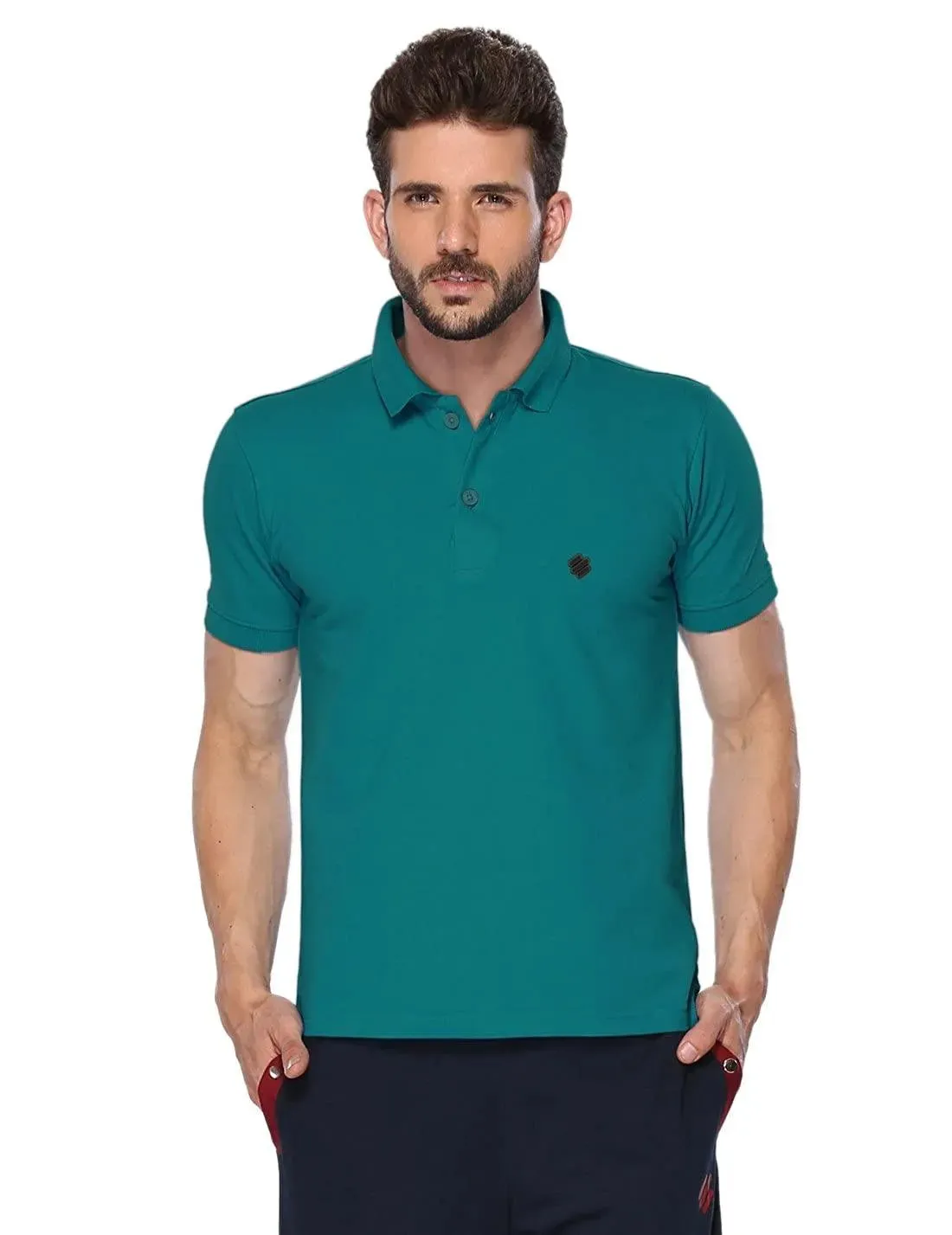 ONN Men's Cotton Polo T-Shirt (Pack of 2) in Solid Coffee-Peacock Blue colours