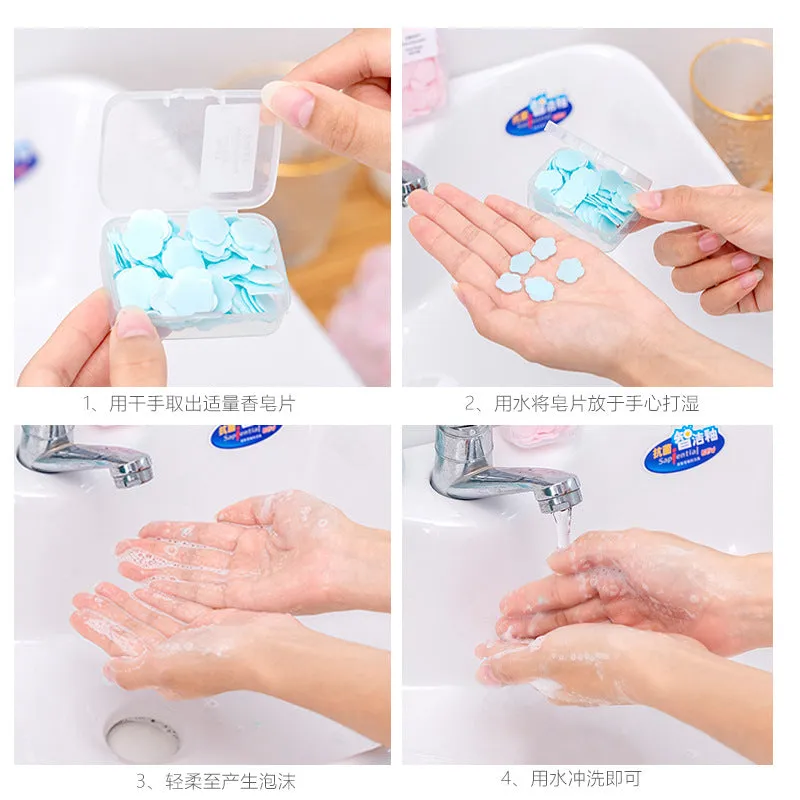 Portable Petal Soap Paper Hand Face Cleansing