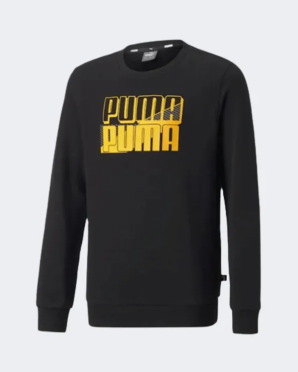 Puma Power Logo Crew Boys Lifestyle Sweatshirt Black/Yellow 67096051