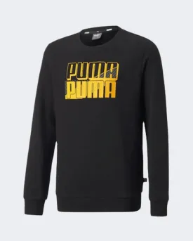 Puma Power Logo Crew Boys Lifestyle Sweatshirt Black/Yellow 67096051