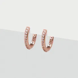 Rose Gold Pave Huggie Hoops
