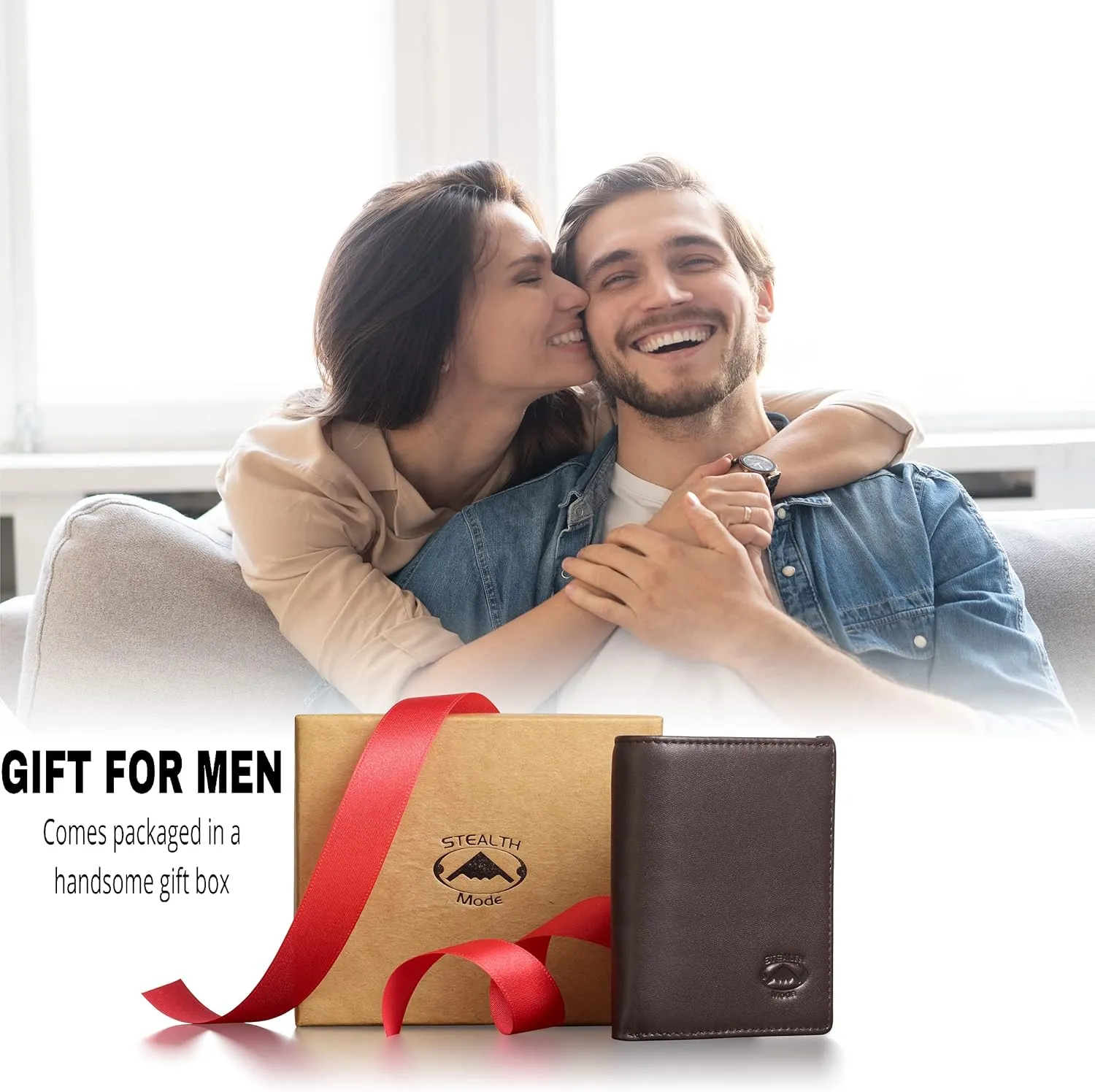 Stealth Mode Leather Trifold RFID Wallet For Men With Flip Out ID Holder (Coffee)