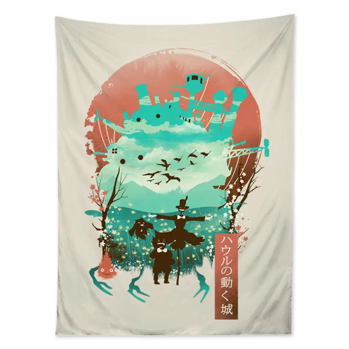 Ukiyo Moving Castle Tapestry