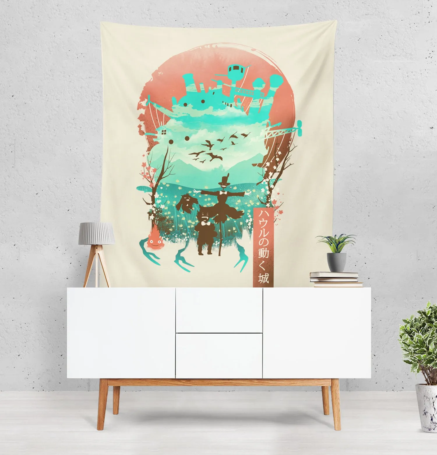 Ukiyo Moving Castle Tapestry