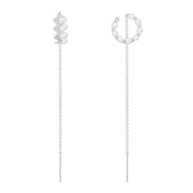 Up and Down Pearls Ear Cuff with Chains