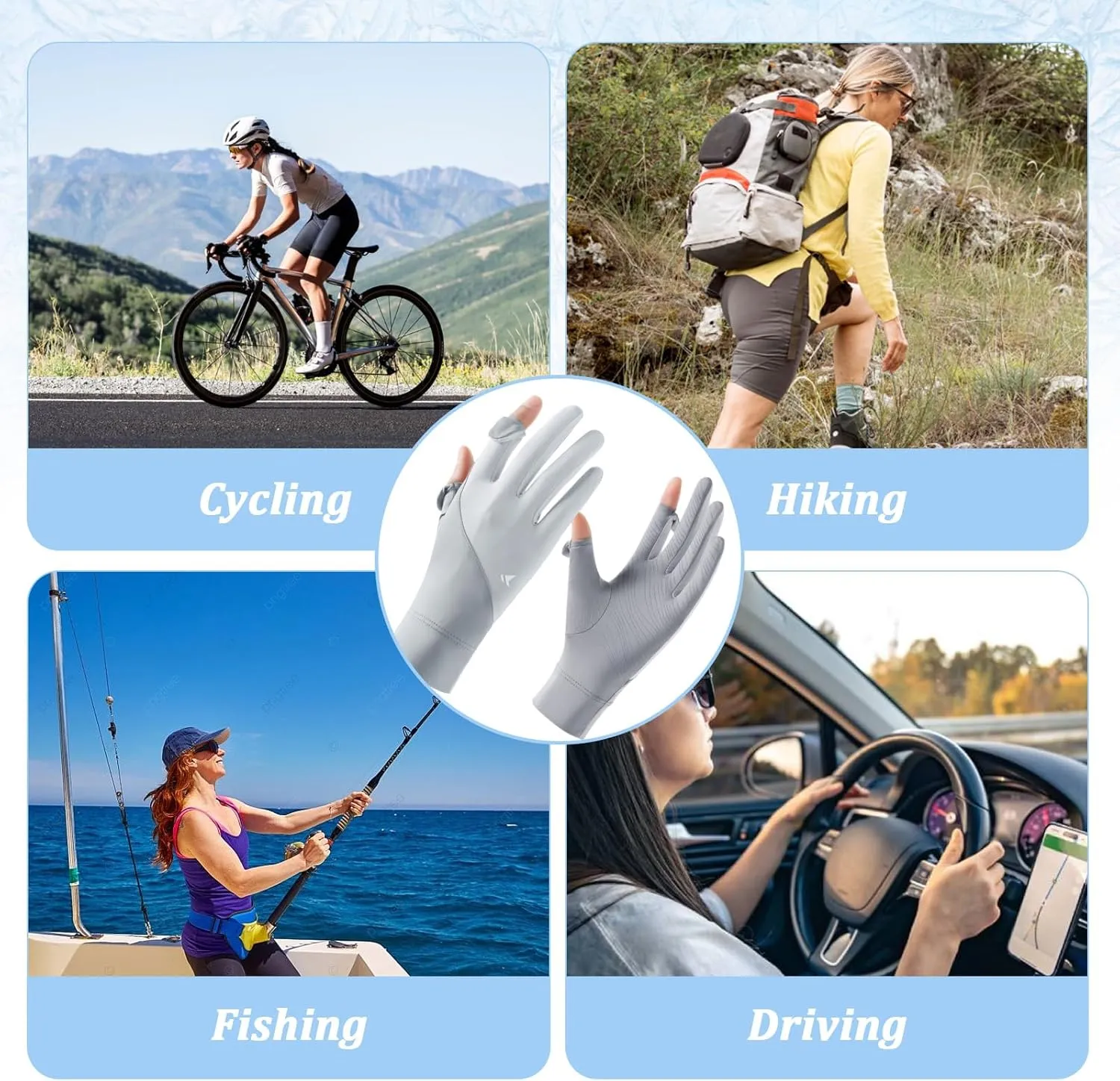UV Protection Gloves for Women - Fingerless Non-Slip Summer Gloves - UPF 50  for Driving Cycling Hiking Golf