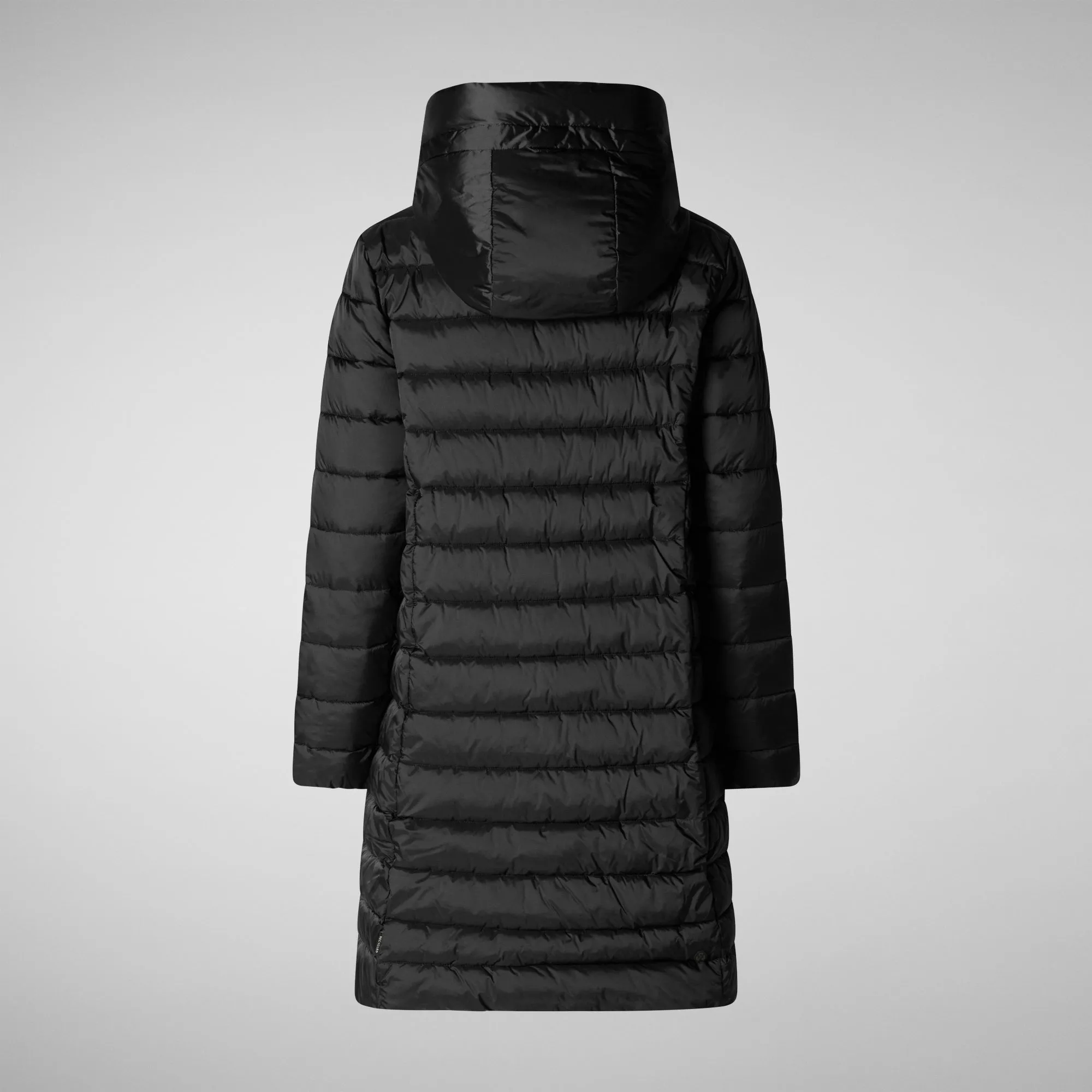 Woman's animal free hooded puffer jacket Saffron in black