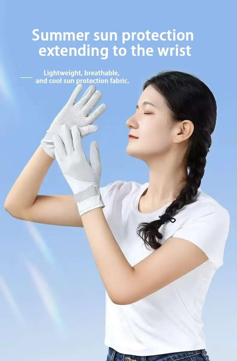 Women's Summer Cooling UV Protection Gloves for Driving, Riding & Outdoor Activities - Breathable Touchscreen Ice Silk(One Size Fits All)